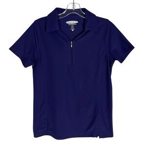 Pebble Beach Performance Polo Women Size‎ S Purple Short Sleeve Zip Front Golf